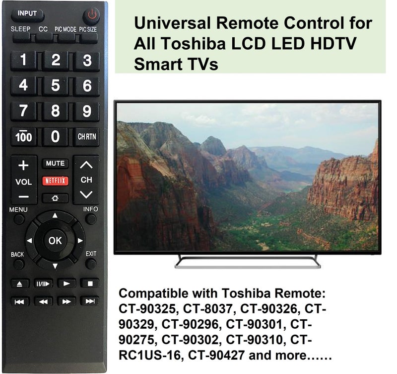 UBay Universal Remote Control for All Toshiba TVs, LCD, LED, Smart, and 4K TVs. No Setup Needed. - Image 2
